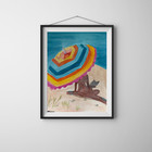 Abstract Expressionism Acrylic Art on 9x12 Paper - Beach Umbrella — photo 1