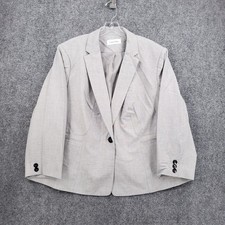 Calvin Klein Womens Blazer Jacket 22W 22 Plus Gray One Button Tailored Office