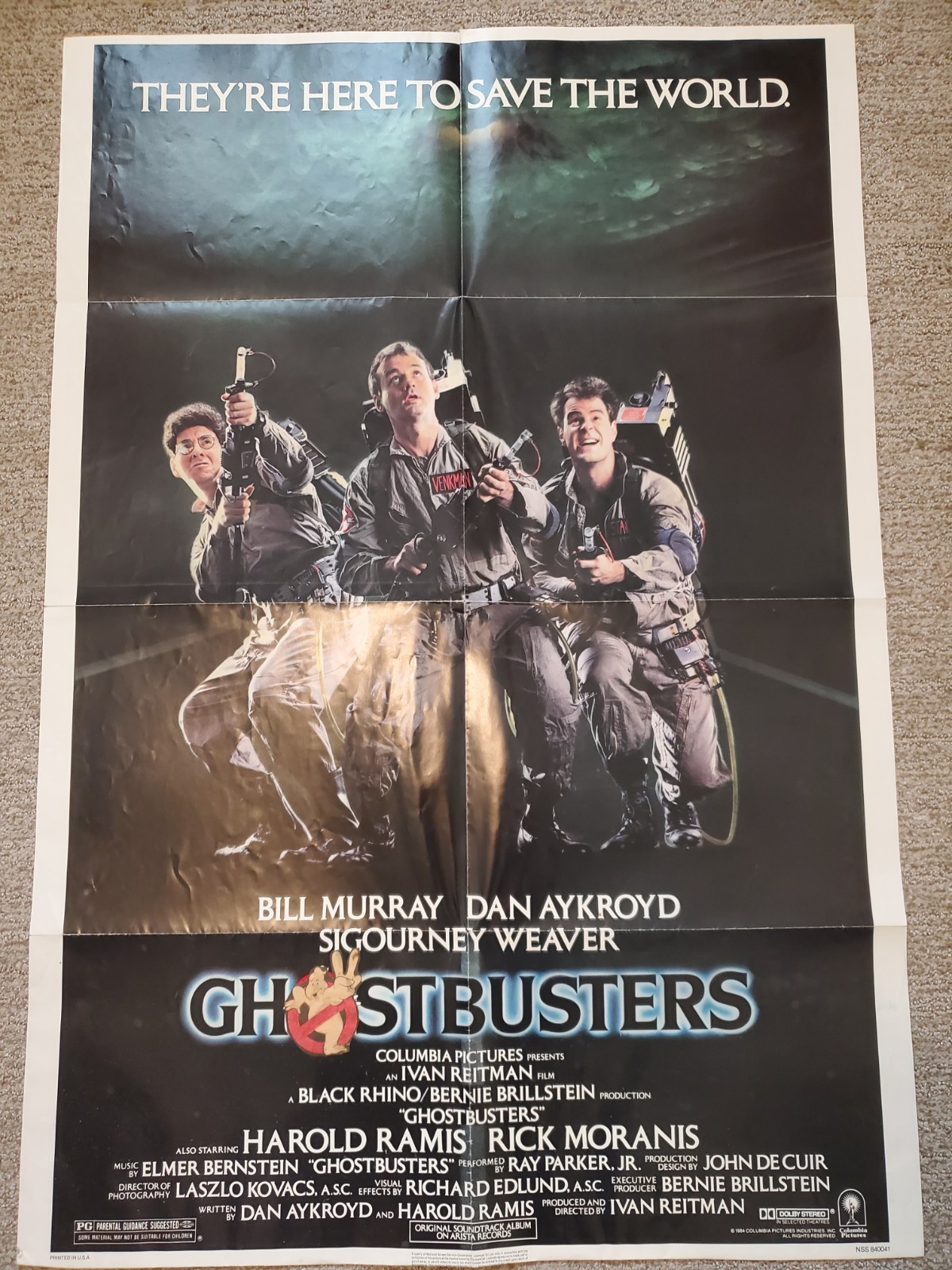 Original 1984 Ghostbusters Poster One Sheet Folded 27