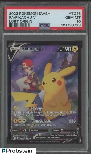 2022 Pokemon SWSH Lost Origin #TG16 FA Pikachu V PSA 10 GEM MINT