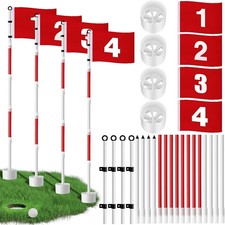 4 Pack Golf Flag Stick 6Ft Putting Green Flag Golf Hole Cup Pole Pin Numbered Fl