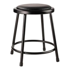 Pemberly Row 18" Modern Vinyl Padded Steel Metal Heavy Duty Stool in Black