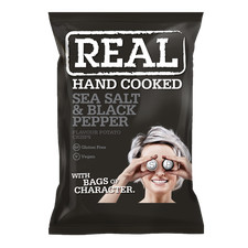 Real Crisps SEA SALT & BLACK PEPPER Crisps Snacks 24 x 35g Packs