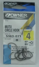 Owner 5163-071 Mutu Circle Hook 2X Strong Black Chrome Size 4 8CT