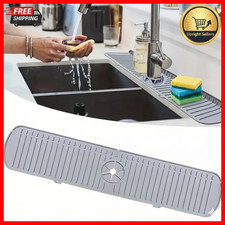 Silicone Sink Splash Guard Faucet Drain Mat Kitchen Counter Protector Grey