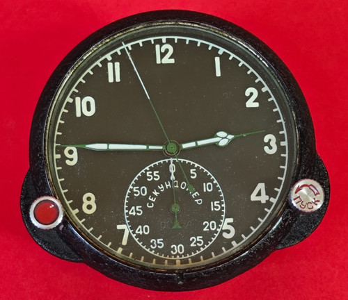 Vintage Soviet Military Aircraft Clock 60 ChP USSR Aviation Cockpit Stopwatch