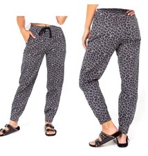 Women  s High Rise Leopard Print Curvy Joggers Grey Lounge Pants Size XS NWT