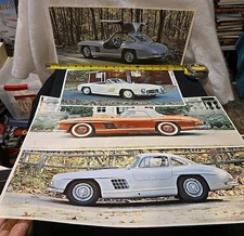 4 Vintage Mercedes Benz 300SL Gullwing & Roadster Car Posters in Great Shape