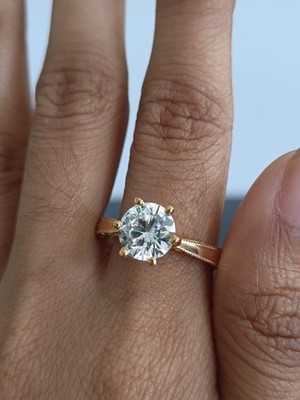 2Ct Round Cut Simulated Diamond Engagement Ring 14K Yellow Gold Plated