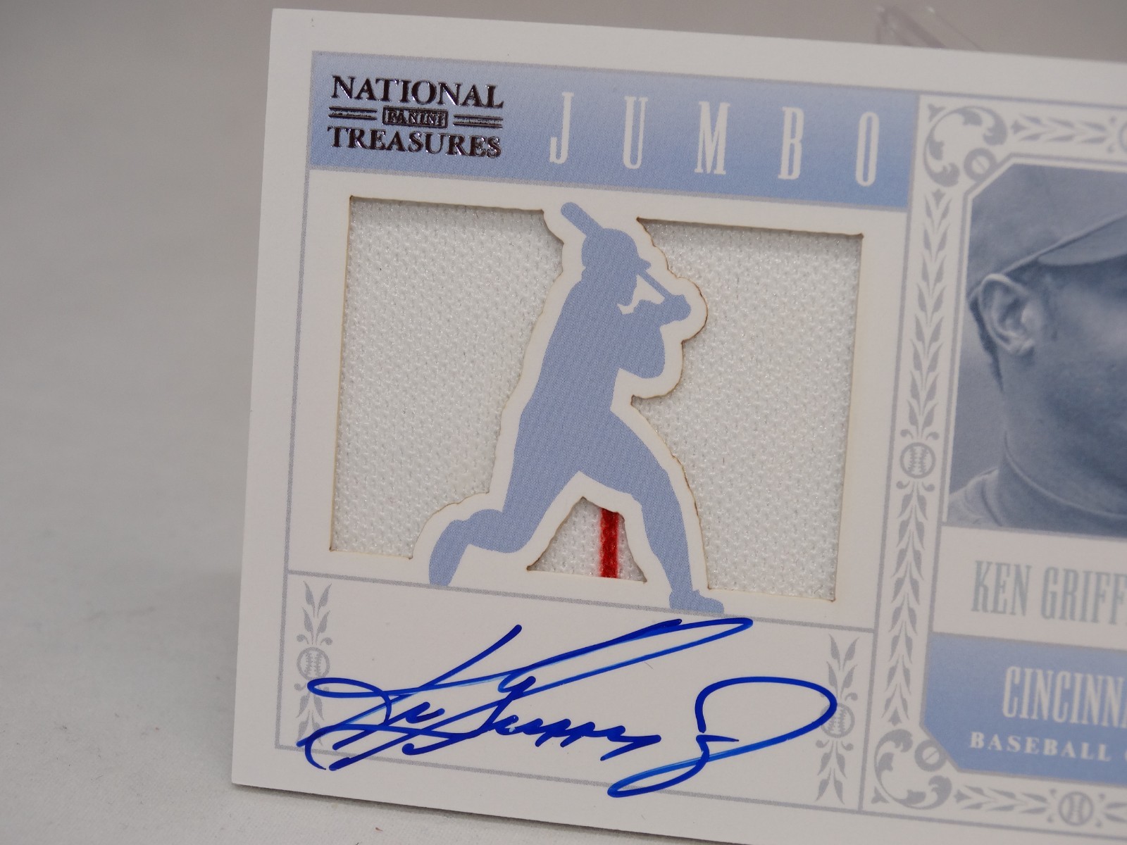 2012 Panini National Treasures Ken Griffey Jr Jumbo GU JSY ON CARD AUTO # 16/25 view 8