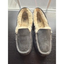 UGG Ansley 3312 Black Suede Sheepskin Lined Moccasin Slippers Women  s US 10