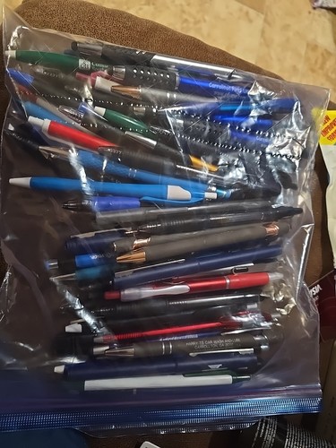 Lot of 59 Random Pens All Tested & Work Advertising-Gel-Ball Point- Blue-Black