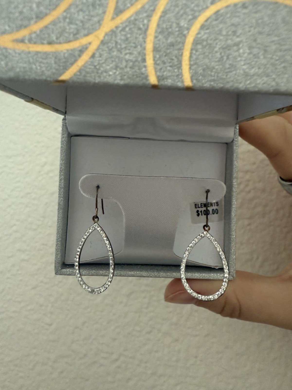 Swarovski Elements Teardrop Earrings Sterling Sil… - image 1