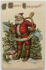 Embossed Christmas Postcard | Santa Claus Hol...