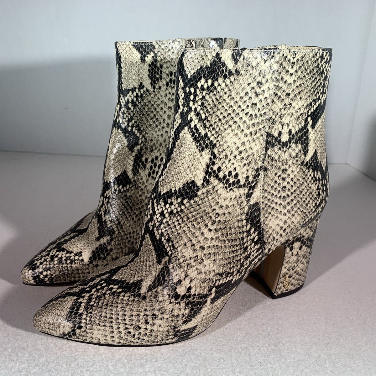 Sam Edelman Hilty Snakeskin Print Leather Ankle Zipper Boots