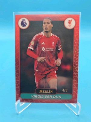 Virgil Van Dijk 4/5 2025-26 Topps Merlin Red Jersey Color Number Match Liverpool