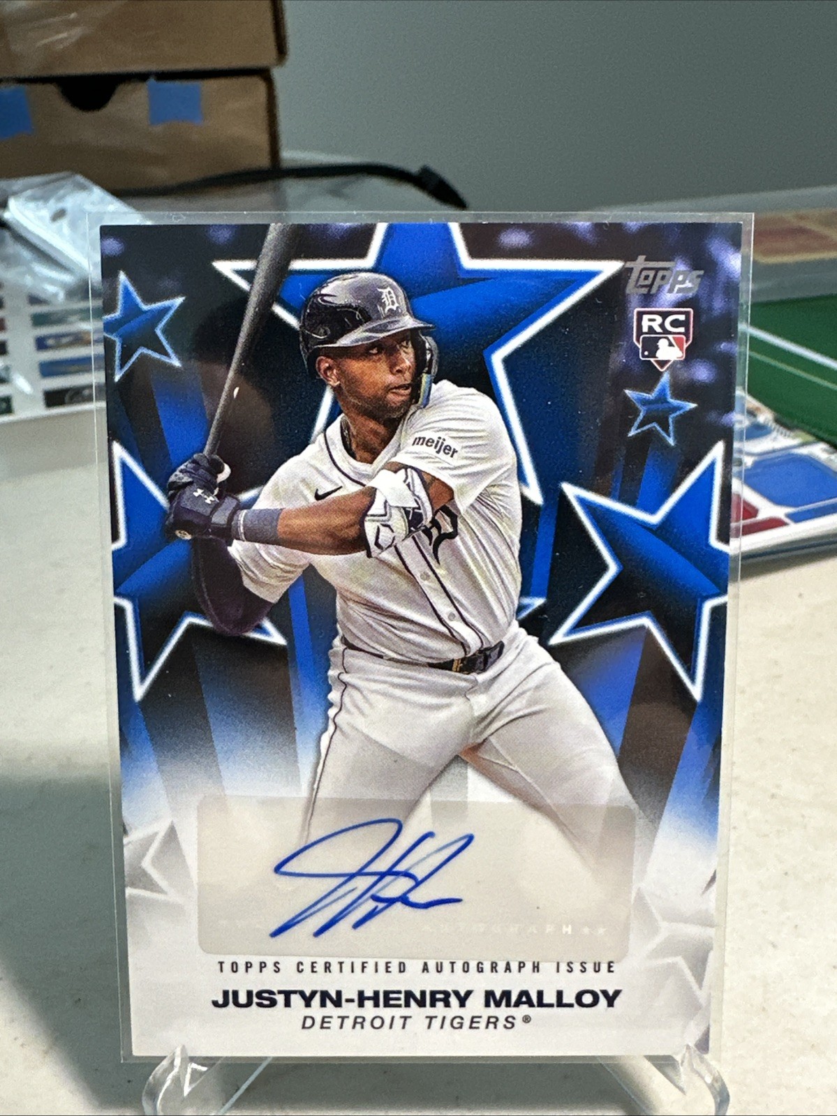 2025 TOPPS SERIES 1 JUSTYN-HENRY MALLOY BASEBALL STARS BLUE AUTO /150 RC TIGERS