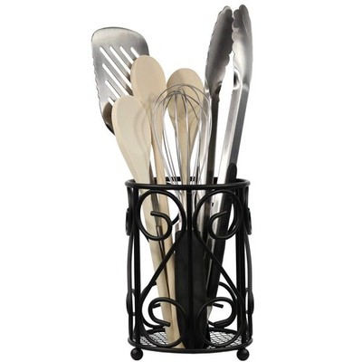 Blue Donuts Vintage Metal Utensil Organizer - Black Farmhouse Standard, black