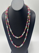 Multi-Colored Glass Pearl Beaded Necklace 50  Fashion Jewelry