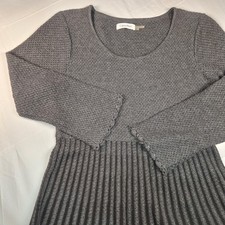Calvin Klein Gray Dress Size Med Crochet at Sleeve & Dress Hem EUC 35" L