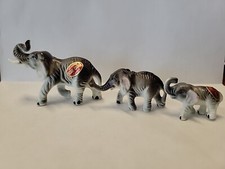 3 1960's vintage Elephant family miniature Bone china japan Lifelike