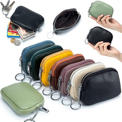 Women's Small Keychain Wallet Real Leather Key Ring Card Coin Holder Purse Gifts