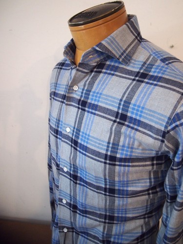 Peter Millar Crown Crafted Italian Flannel Spread Collar Plaid Shirt NWT S $275 - Picture 2 of 13