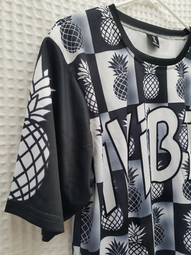 Ivibed Rave Party T Shirt Glow Black White Pineapple Mens Size Medium - Picture 3 of 5