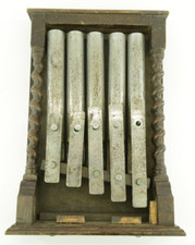 1890's Wall Mount Xylophone - Oak Wood Nickel Plated Brass