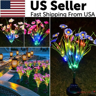 Outdoor Solar Flower Lights Garden LED Ground Yard Patio Decoration Lawn Lamp