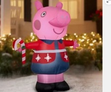 4.5' LED PEPPA PIG SOSTENIENDO UN BASTÓN DE CARAMELO DECORACIÓN INFLABLE NAVIDAD!!   NUEVO
