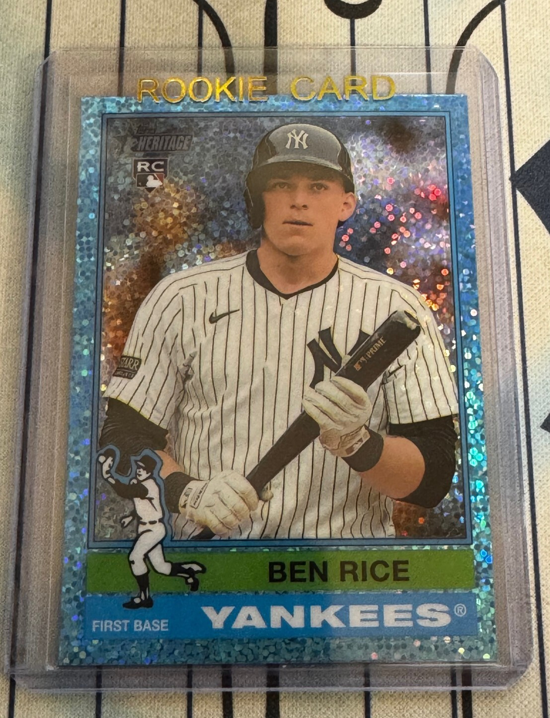 BEN RICE RC 2025 Topps Heritage CHROME ⚾ Light BLUE SPARKLE 406 Rookie QTY 🔥