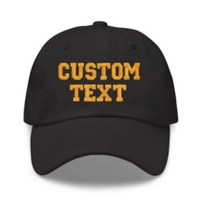Custom embroidered black cap hat, personalized embroidered black cap hat