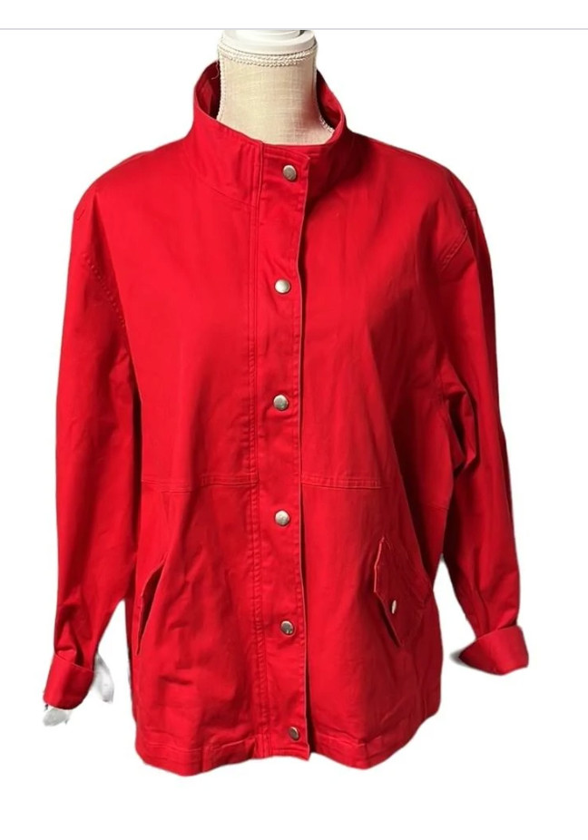 Koret Womens RED Jacket Button Snaps Lightweight … - image 1