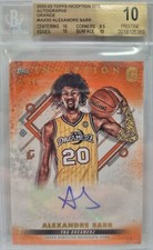 Alexandre Sarr Topps Inception OTE Autographs Orange /50 BGS 10 (IA-AS3) 2022