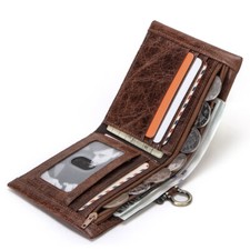 Short Money Bag Genuine Leather Wallet Mens Mini Coin Pocket Card Holder Purse