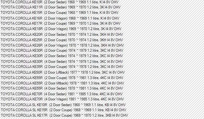 JUNTA CUBIERTA BASCULANTE TOYOTA COROLLA KE 1.1L K 1.2L 3K 1.3L 3KC Foto 2 de 2