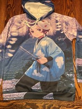 Anime Women  s Med Hoodie Pullover Drawstring Front Pocket Hooded