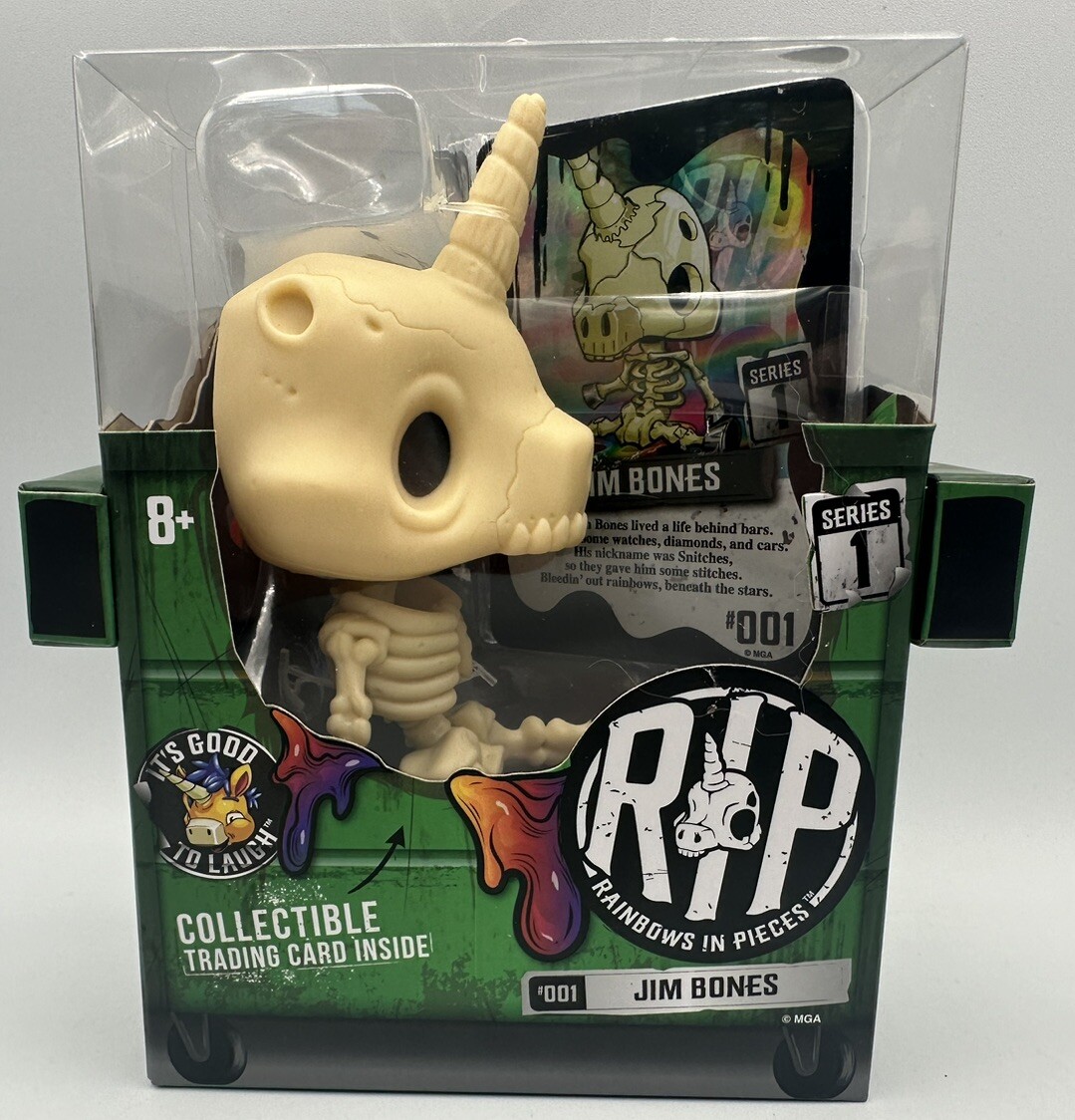 Tarjeta coleccionable Rainbows In Pieces Jim Bones #001 Serie 1 Dead Zombie Unicorn nueva