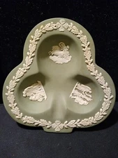 Vintage Wedgewood Jasperware CLUB Trinket Dish, Made in England, lime green 