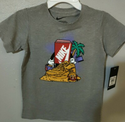 Nike Grey Shirt With Nike Shoe Box Building Sandy Shoe Boys Size