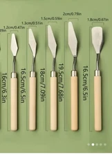 SET 5 PCS OIL PAINTING KNIFE DURABLE METAL SCRAPER WOODEN HANDLES FOR ARTIST 