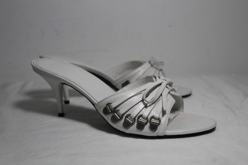 NWOB Balenciaga Cagole High Heel Slade Sandals Mules White 39 - Picture 3 of 8