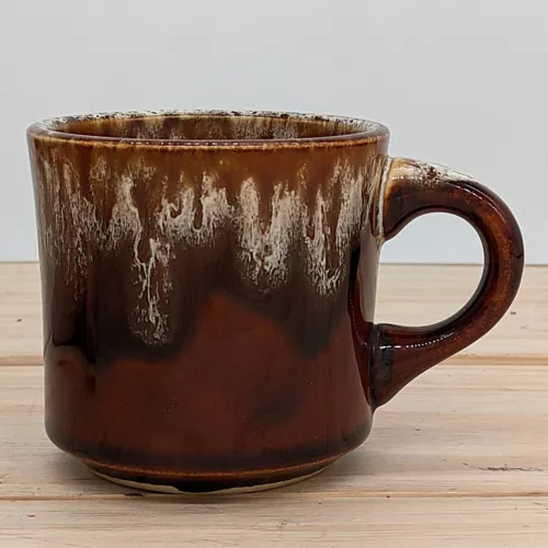 Vintage Hull Pottery Drip Glaze Mug, Brown Ceramic Coffee Cup, Made in U.S.A.