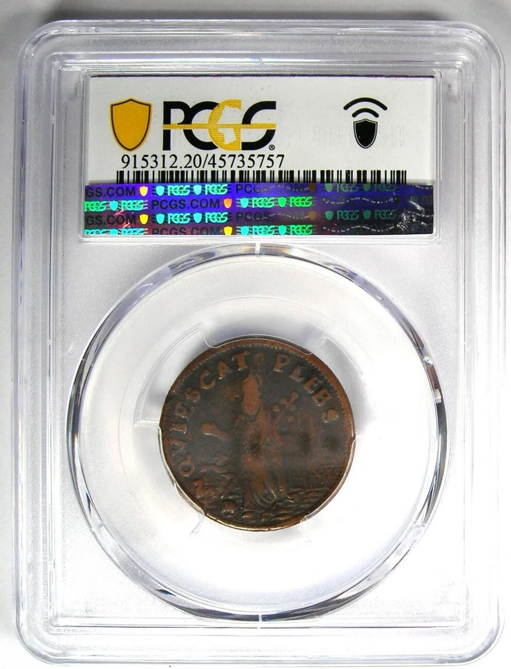 1670 New Jersey St Patrick Farthing Colonial Coin 1/4P - PCGS VF20 - $1500 Value - Image 3 of 4