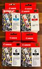 Canon Ink Bci-6Bk Bci-6C Bci-6R Black Cyan Red New Lot of 4