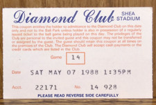 New York Mets 5-7-1988 Shea Stadium Diamond Club Ticket Stub