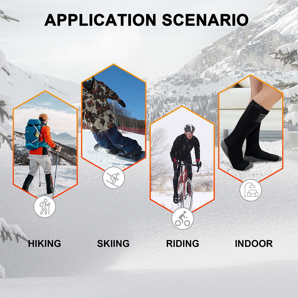 Electric Heated Socks Boot Feet Warmer USB Rechargable Battery Winter