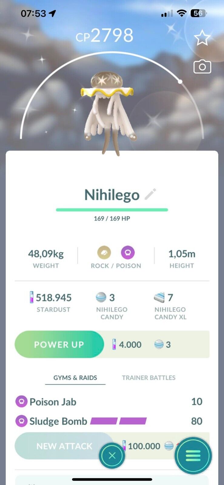 Ultra Beasts Shiny Nihilego - mini P T C 100k stardust