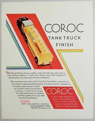 1931 Print Ad COROC Tank Truck Finish White Rose Gas Cook Paint & Varnish